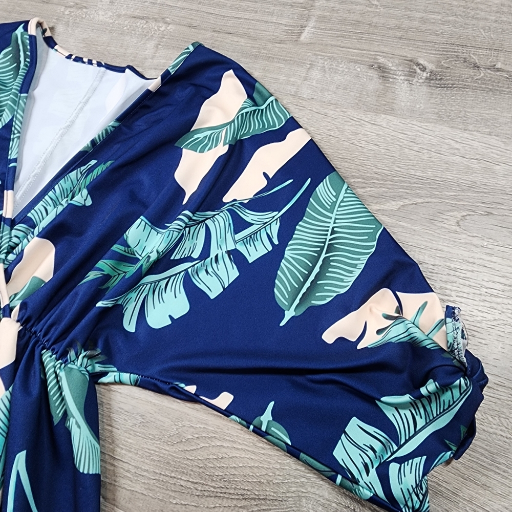 Tropical Navy Blue Floral Cover Up Dress Small - Picture 4 of 15
